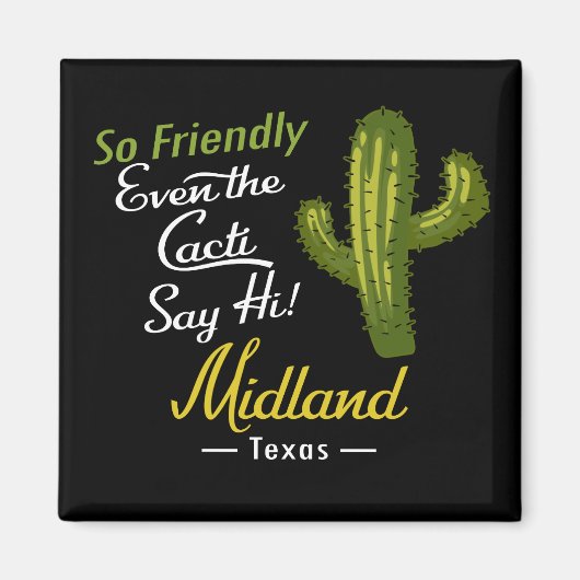 Midland Cactus Funny Retro Magneet (Voorkant)