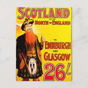 Midland Railway Scotland Bagpipe Kilt Travel Art Briefkaart