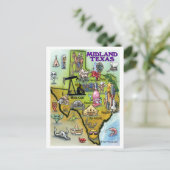 Midland Texas Cartoon Map Briefkaart (Staand voorkant)