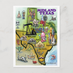 Midland Texas Cartoon Map Briefkaart