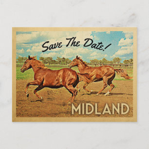 Midland Texas Save the Date Horses Aankondigingskaart