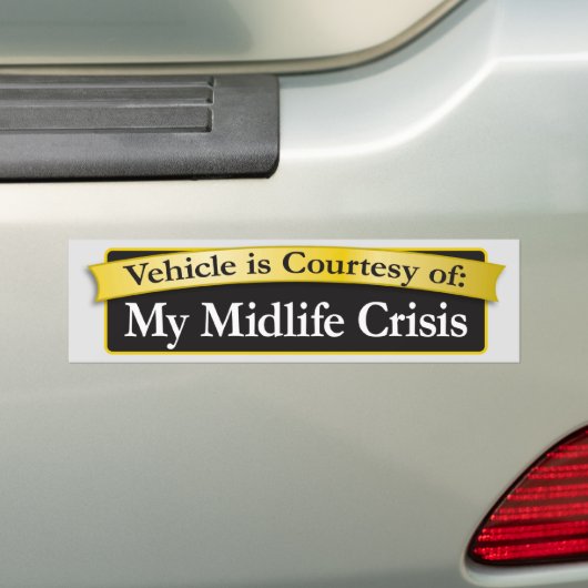 Midlife crisis bumpersticker (Op auto)