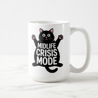 Midlife Crisis Mode Fat Black Cat Humor Koffiemok