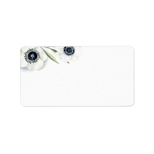 Midnight Anemone Bloemen bruiloft blanco adres Etiket