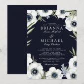 Midnight Anemone Floral Wedding Kaart (Voorkant / Achterkant)