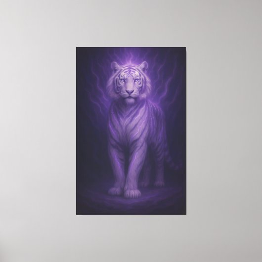 Midnight Aura White Tiger – Mystic Power Canvas Afdruk (Voorkant)