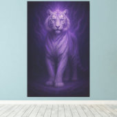 Midnight Aura White Tiger – Mystic Power Canvas Afdruk (Insitu (Houten vloer))