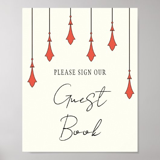 Midnight Autumn Wedding Guest Book Sign Poster (Voorkant)