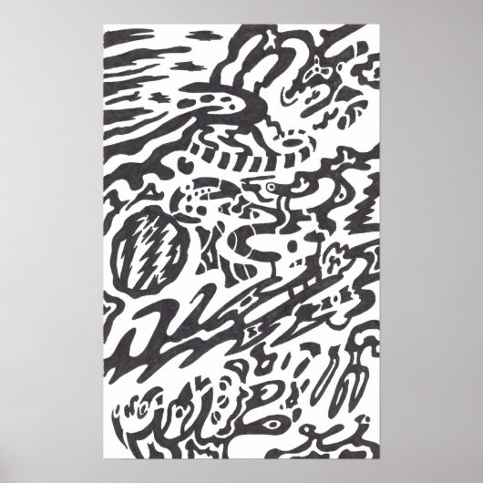 "Midnight" B&W Abstract Poster (Voorkant)