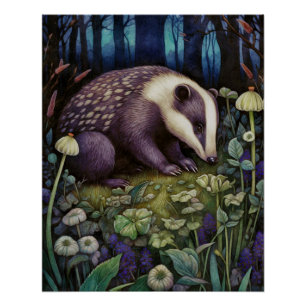 Midnight Badger Glossy Poster Perfect Poster