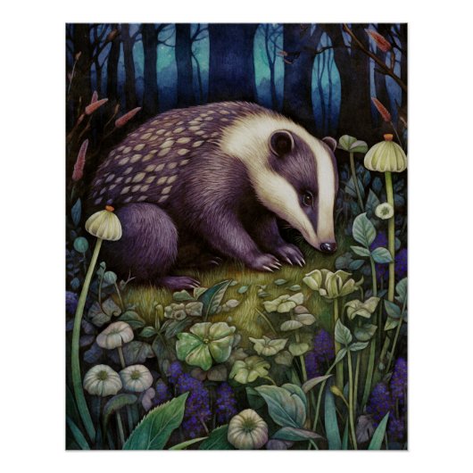 Midnight Badger Glossy Poster Perfect Poster (Voorkant)