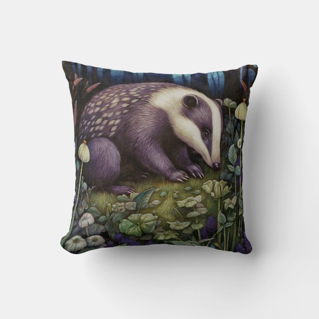 Midnight Badger Sierkussen (Voorkant)