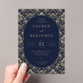 Midnight Baroque Wedding Acryl Uitnodigingen (Insitu (Draagbaar))