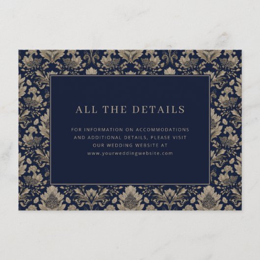 Midnight Baroque Wedding Informatiekaartje (Voorkant)