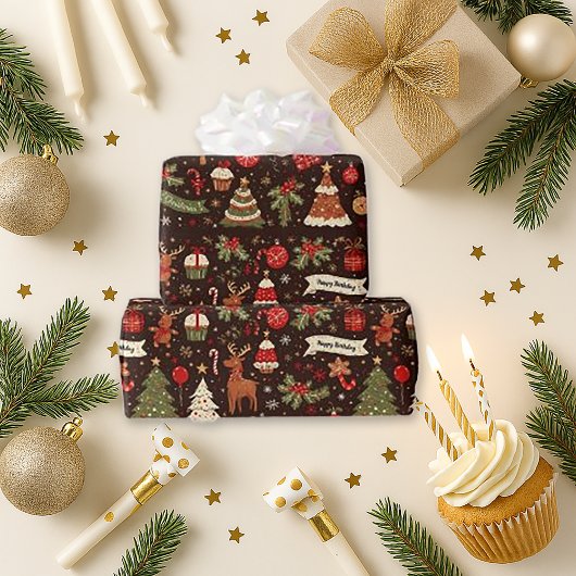 Midnight Birthday Christmas Cadeaupapier