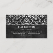 Midnight Black Glimmer Damask Wedding Planner Visitekaartje (Achterkant)