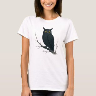 Midnight Black Owl Illustratie - Mysterieus T-shirt