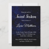 Midnight Black Stars Sweet sixteen Invitation (Devant)