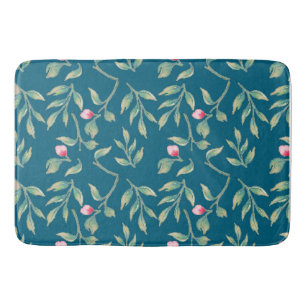 Midnight Blauwgroen Floral Bath Mat