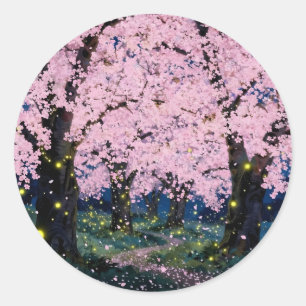 Midnight Bloom – Donkere Bloemrijke Kunst Klassiek Ronde Sticker