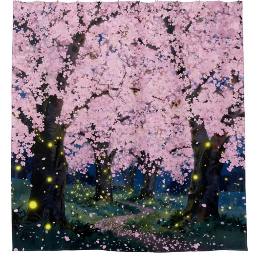 Midnight Bloom – Donkere Bloemrijke Kunststof Gord Douchegordijn (Voorkant)