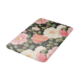 Midnight Bloom Elegance Blush Pink Roses Dark Badmat