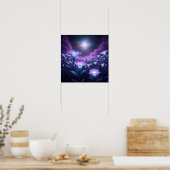 Midnight Bloom Field under Glowing Cosmic Sky Poster (Keuken)