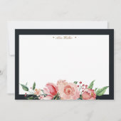 Midnight Bloom Floral Elegant Monogram Notitiekaartje (Voorkant)