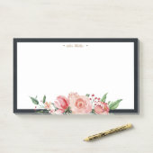 Midnight bloom floral elegant monogram post-it® notes (Op bureau)