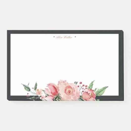 Midnight bloom floral elegant monogram post-it® notes (Voorkant)