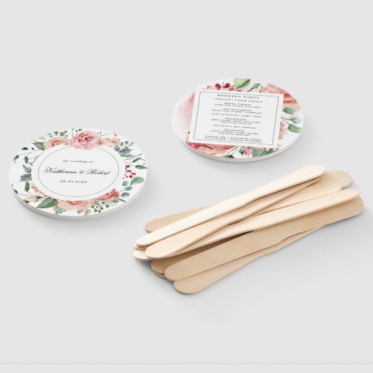 Midnight Bloom Floral Wedding Programme Hand Fan Handwaaier (Niet-gemonteerd)