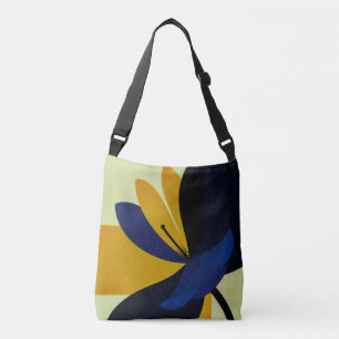 Midnight Bloom – Krachtige moderne bloem grafiek Crossbody Tas