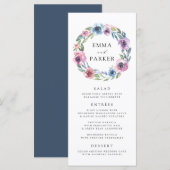 Midnight Blooms | Carte de Menu de Mariage (Devant / Derrière)