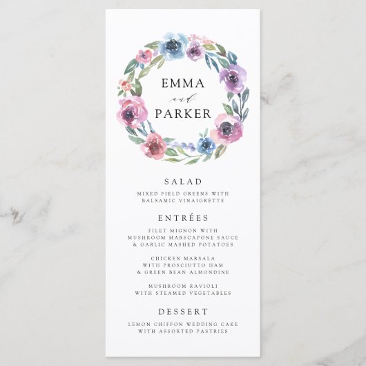 Midnight Blooms | Carte de Menu de Mariage (Devant)