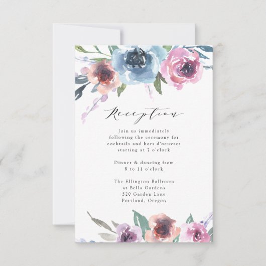 Midnight Blooms | Carte de réception de mariage (Devant)