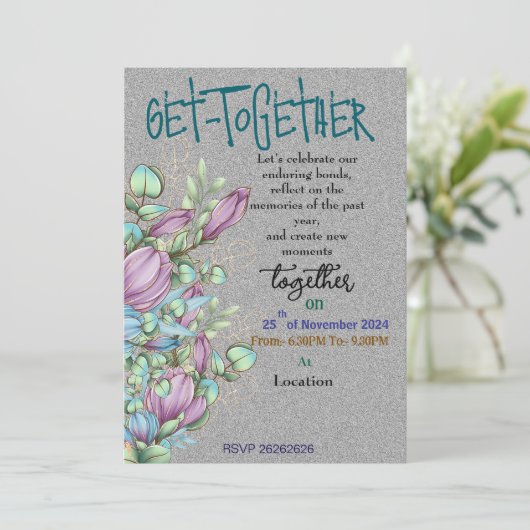 Midnight Blooms Gathering Uitnodiging (Staand voorkant)