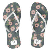 Midnight Blooms Monogram Teenslippers (Voetbed)