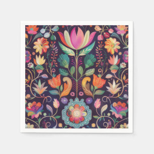 Midnight Blossoms: een bloemensymfonie van kleur Servet