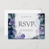 Midnight Blue Anemone, bruiloft RSVP (Voorkant / Achterkant)