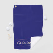 Midnight Blue Background en Bisque Elegant Name Golfhanddoek (Insitu)