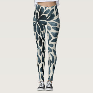 Midnight Blue Bloemen bloemblaadjespatroon Artsy L Leggings