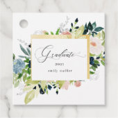 Midnight Blue Blush Bloemen Afstuderen Bedankjes Labels (Voorkant)