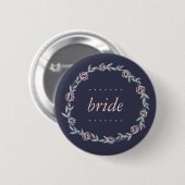 Midnight Blue, Blush Pink and Sage Bride Ronde Button 5,7 Cm (Voorkant /achterkant)