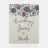 Midnight Blue Bourgogne Inky Floral Almond Mariage (Recto)