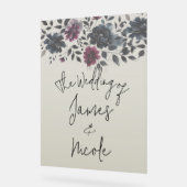 Midnight Blue Bourgogne Inky Floral Almond Mariage (Angle)