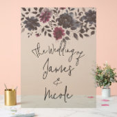 Midnight Blue Bourgogne Inky Floral Almond Mariage (Mariage)