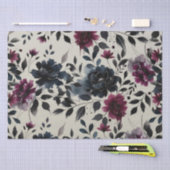 Midnight Blue Bourgogne Inky Floral Amandelbruilof Tissuepapier (Craft)