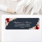 Midnight Blue Bourgogne Rozen retour adreslabel Etiket (Insitu)