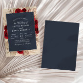 Midnight Blue Burgundy Faire-part de mariage Rose