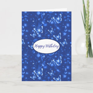 Midnight Blue Butterflies Verjaardag Kaart